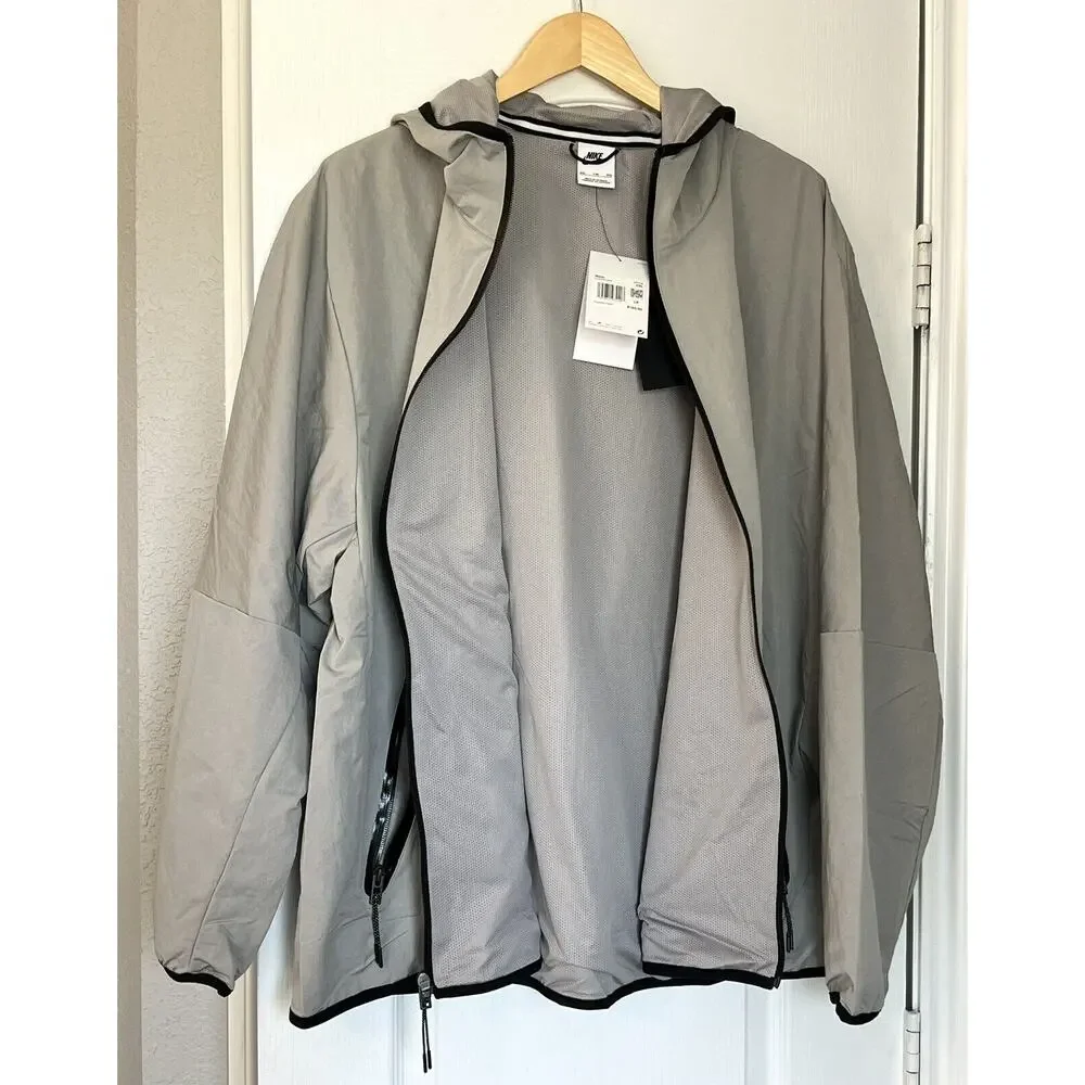 Nike Tech Full Zip Windbreaker Jacket Lined Mens 2XL Gray DQ4340-016 XXL